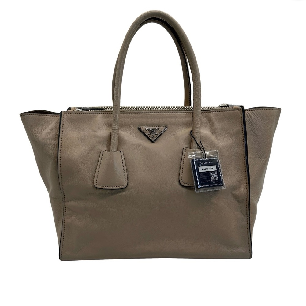 Prada Beige Leather Tote Bag